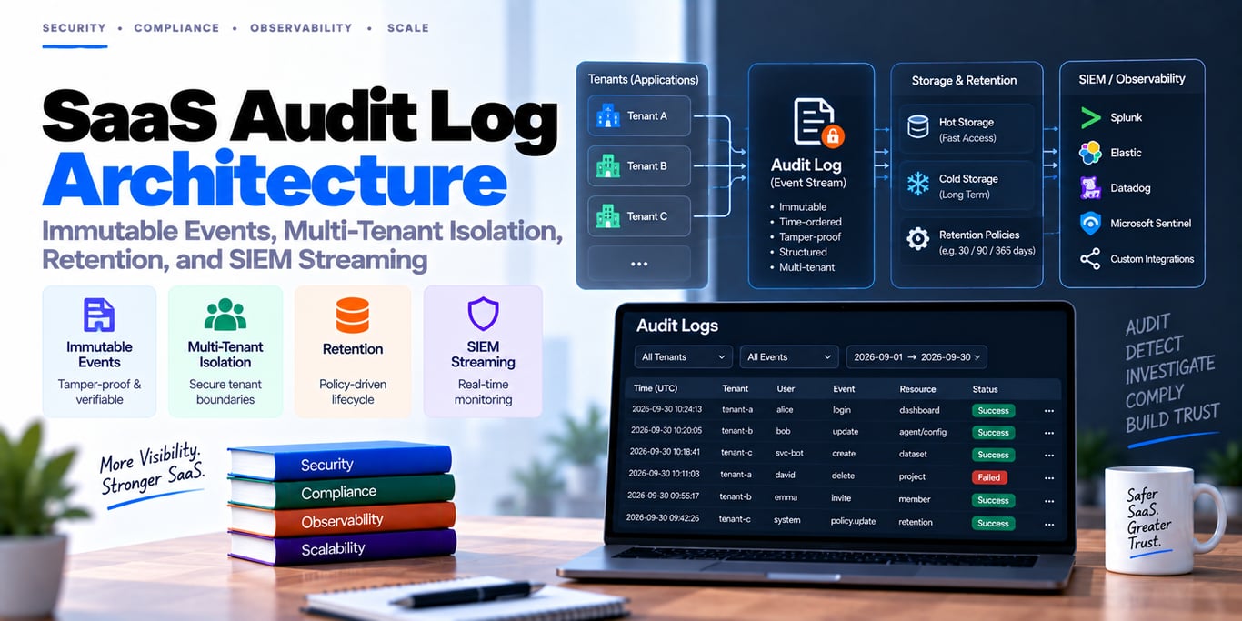 SaaS Audit Log Architecture: Immutable Events, Multi-Tenant Isolation, Retention, and SIEM Streaming